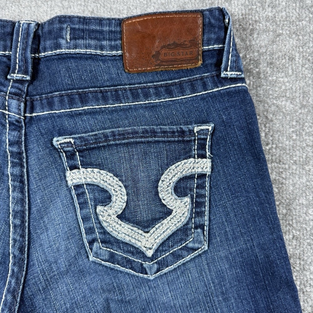 Big Star Jeans Womens 28R Blue Denim Remy Low Rise Bootcut Dark Wash Embroidered